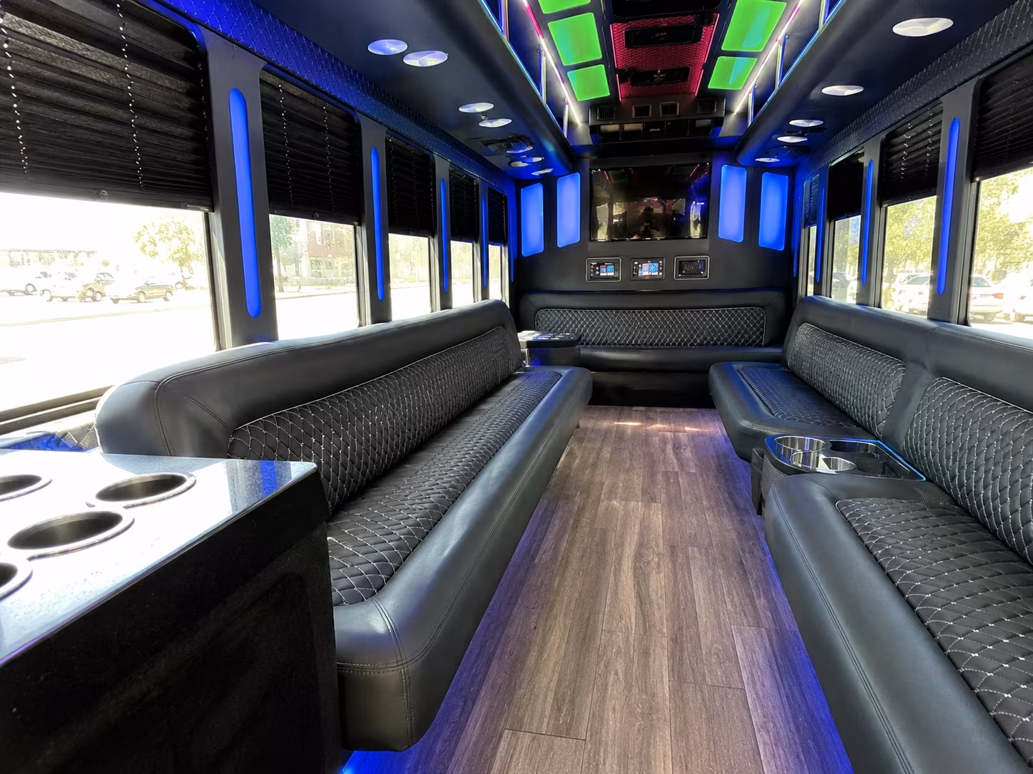hammond 15 passenger party bus inside