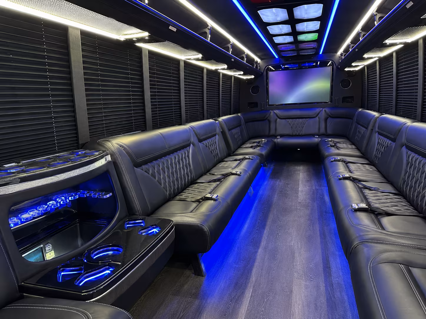 hammond 20 passenger party bus inside