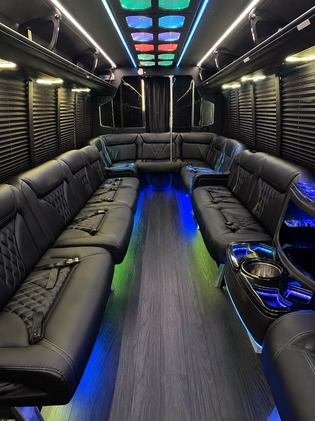hammond 20 passenger party bus interior