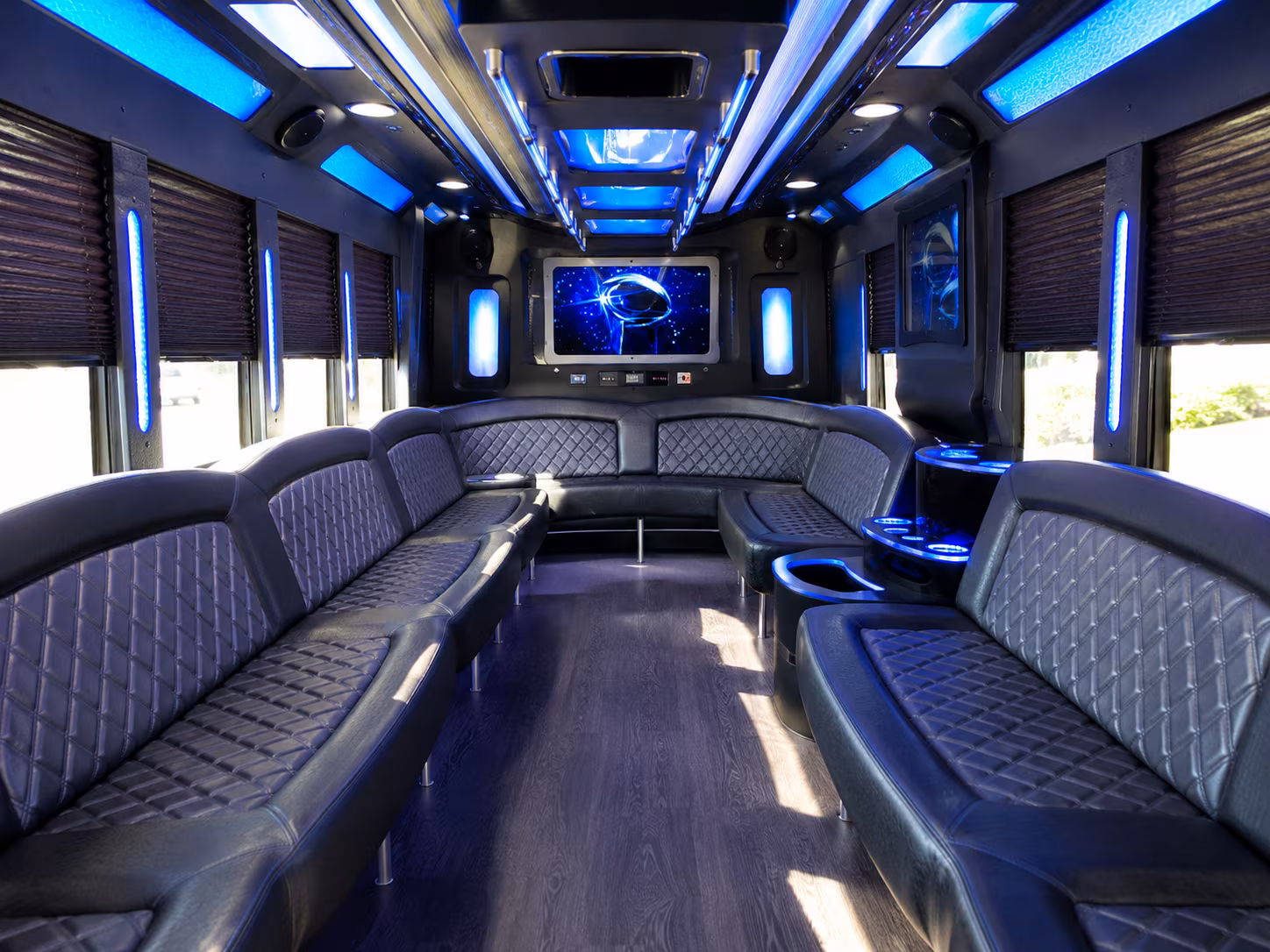 hammond 28 passenger party bus inside