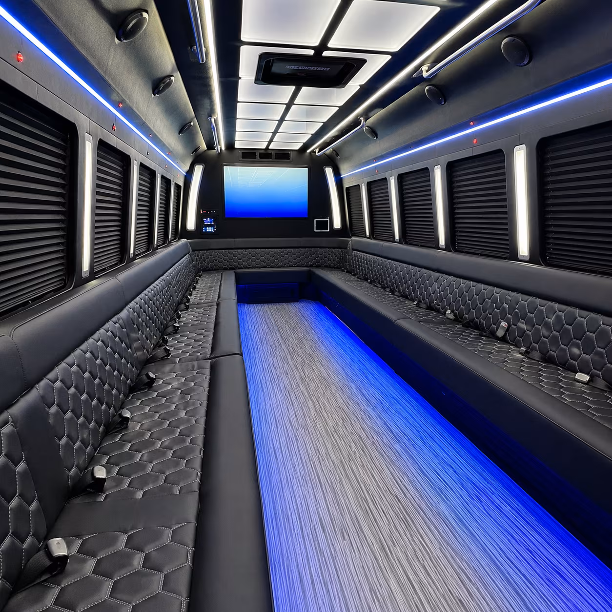 hammond 50 passenger party bus inside